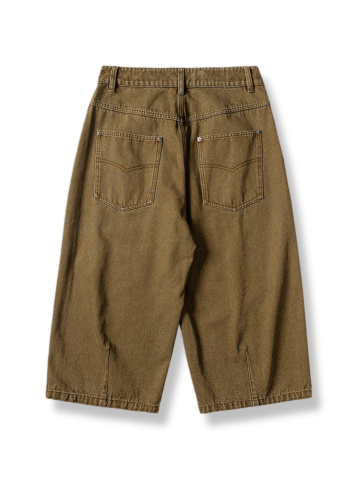 製品画像: 白い七分丈ストレートパンツの反面図