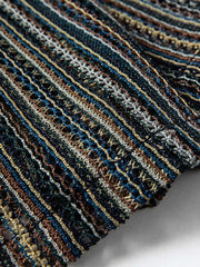 縦ストライプオープンワーク半袖シャツ