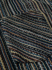 縦ストライプオープンワーク半袖シャツ