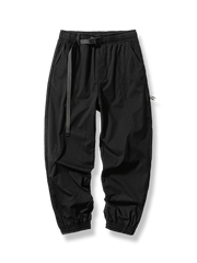 裾絞り ウェビングベルト付きスラックス