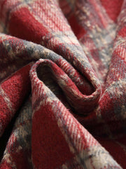 フード付き ニットチェック柄ジャケット