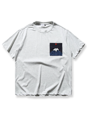 火山モチーフ刺繍 ピュアコットンTシャツ