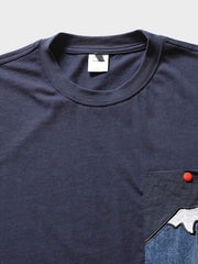 火山モチーフ刺繍 ピュアコットンTシャツ