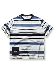 立体ポケット付きストライプ 半袖Tシャツ