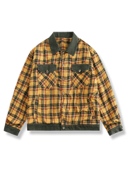 パッチワークチェックシャツジャケット
