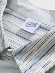 ストライプ柄袖 パッチワーク長袖シャツ