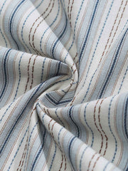 ストライプ柄袖 パッチワーク長袖シャツ