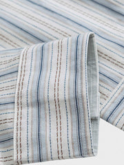 ストライプ柄袖 パッチワーク長袖シャツ