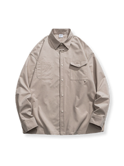 フラップポケット付き ベーシック長袖シャツ