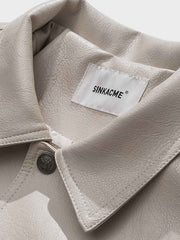 立体ポケット付き PUレザージャケット