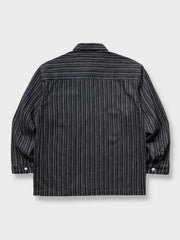刺繍入り ストライプ柄長袖シャツ