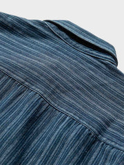 刺繍入り ストライプ柄長袖シャツ