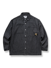 刺繍入り ストライプ柄長袖シャツ