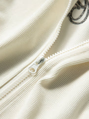 立襟フリース刺繍ジャケット