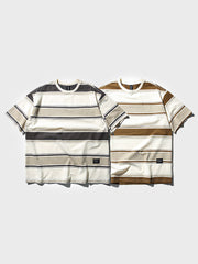 ストライプ切り替え半袖Tシャツ