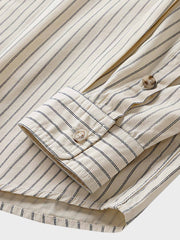 ストライプ柄 ポケット付きワークシャツ