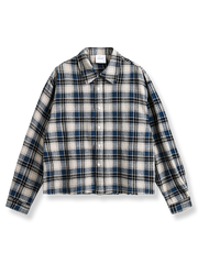 カラーブロックチェック長袖シャツ