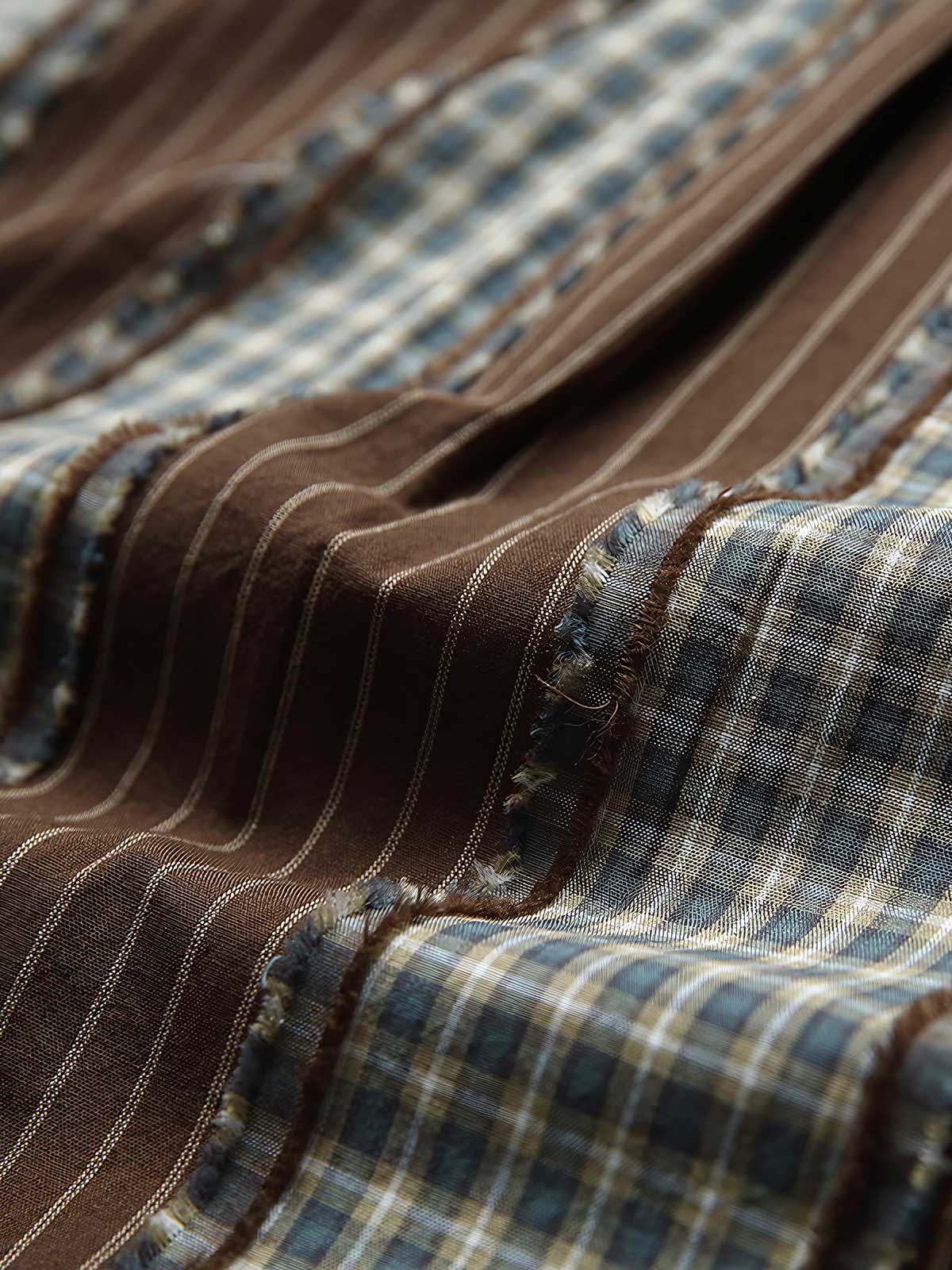 パッチワークとストライプデザインのディテール