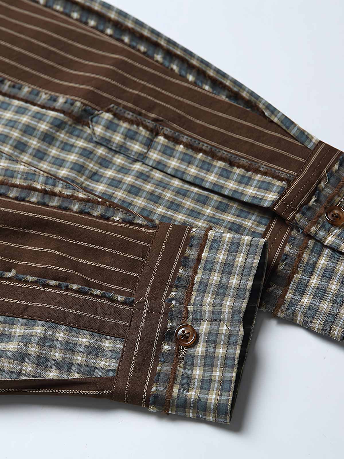 パッチワークとストライプデザインのディテール