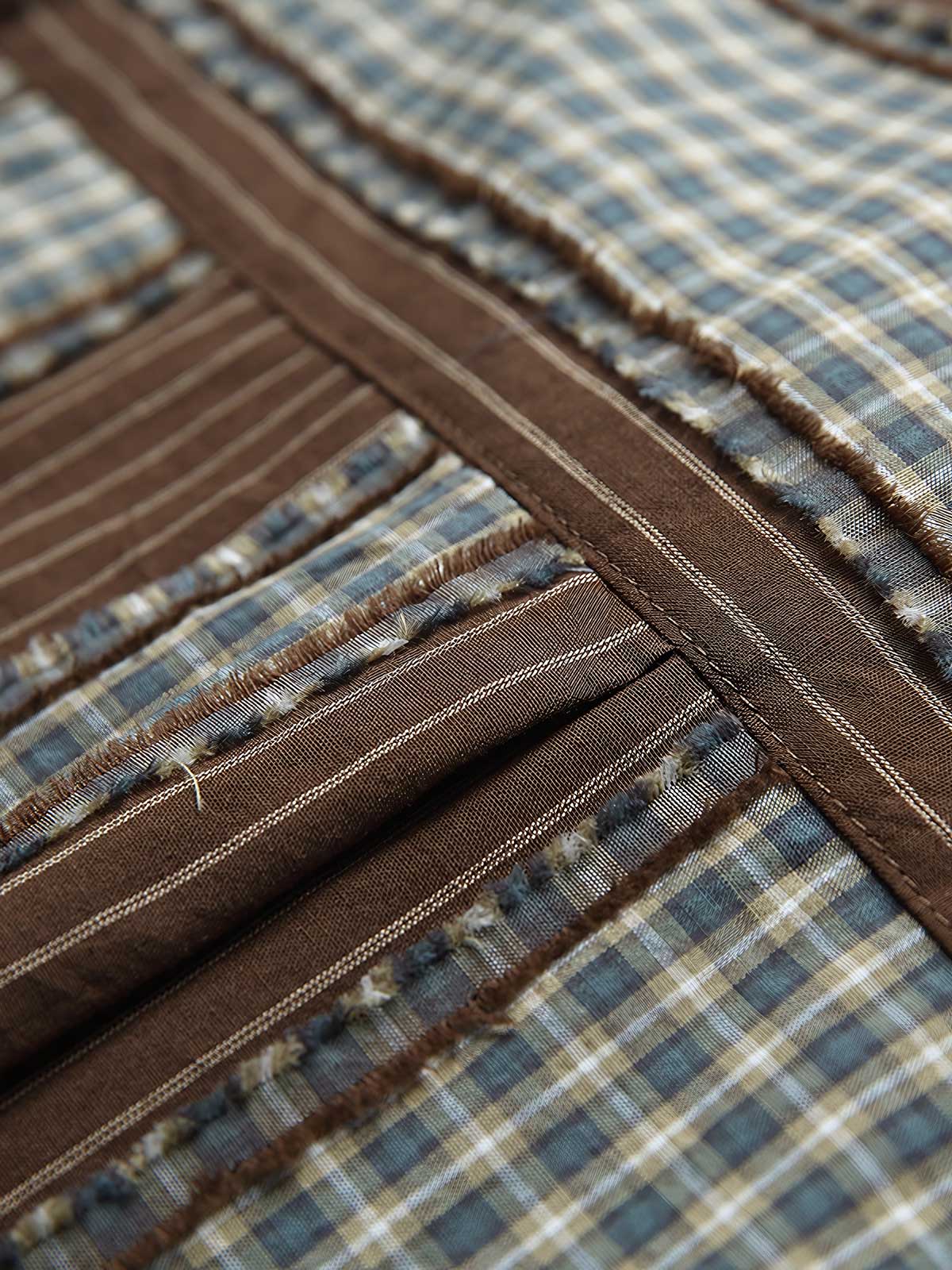 パッチワークとストライプデザインのディテール