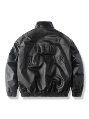 刺繍入り スタンドカラレザージャケットー