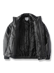 刺繍入り スタンドカラレザージャケットー