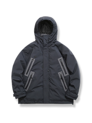 ドローストリング ジップポケット付き ダウンジャケット