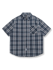 ブルー&ホワイトチェック半袖シャツ