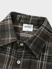 微起毛加工 チェック柄 長袖シャツ