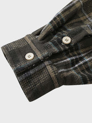 微起毛加工 チェック柄 長袖シャツ