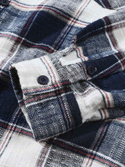 微起毛加工 チェック柄スリーブ長袖シャツ