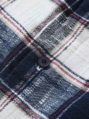 微起毛加工 チェック柄スリーブ長袖シャツ