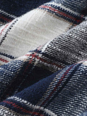 微起毛加工 チェック柄スリーブ長袖シャツ