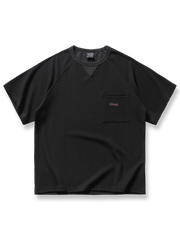 製品画像: ワッフル地ヴィンテージ風ポケット付き半袖Tシャツの正面図