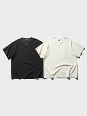 製品画像: ワッフル地ヴィンテージ風ポケット付き半袖Tシャツの正面図