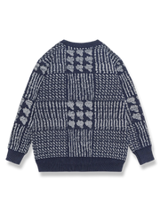 ジャカード織り クルーネック ニットセーター