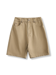 ウォッシュド ストレート デニムショートパンツ