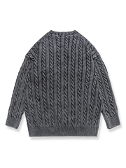 ヘビーウォッシュ ケーブル ニットセーター
