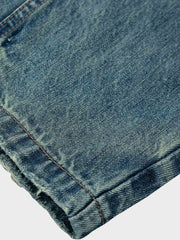 ウォッシュド加工 コットン ダメージデニムパンツ