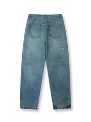 ウォッシュド加工 コットン ダメージデニムパンツ