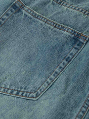 ウォッシュド加工 コットン ダメージデニムパンツ