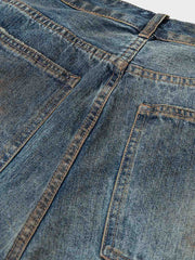 ヴィンテージ風オイルステイン デニムパンツ