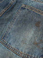 ヴィンテージ風オイルステイン デニムパンツ