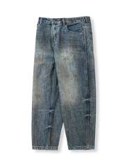ヴィンテージ風オイルステイン デニムパンツ