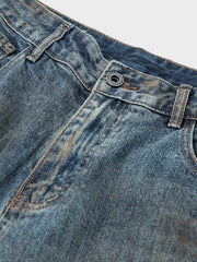 ヴィンテージ風オイルステイン デニムパンツ