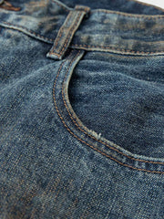 ヴィンテージ風オイルステイン デニムパンツ