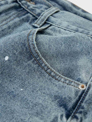 ペインティング加工 デニムストレートパンツ