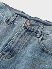 ペインティング加工 デニムストレートパンツ