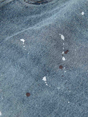 ペインティング加工 デニムストレートパンツ