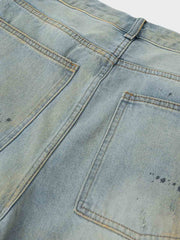 スプラッター柄 ワイドデニムパンツ